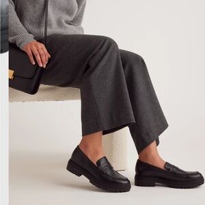 Quince Italian Leather Lug Sole Loafer Black Shoes 8.5 brand new